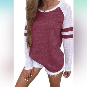 Long sleeve purpleish/pink and white shirt